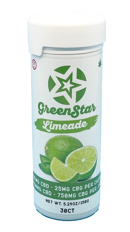 Fruit Chew - Limeade 25mg CBD/25mg CBG 2ct Bag