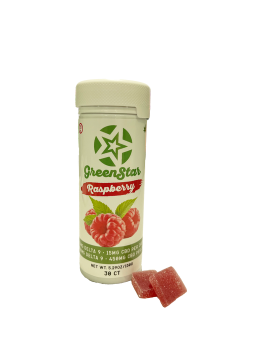 Fruit Chew - Raspberry 15mg Delta9/15mg CBD 2ct Bag