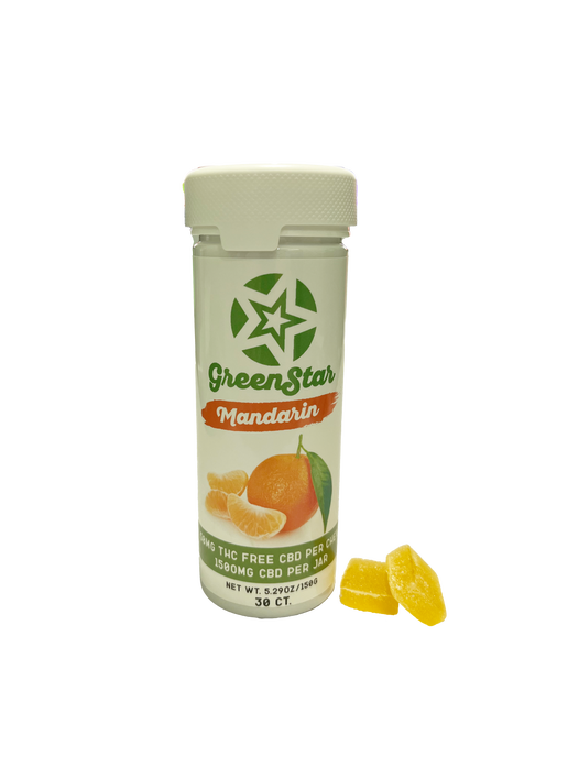 Fruit Chew Mandarin THC free 50mg CBD 30 ct. Jar