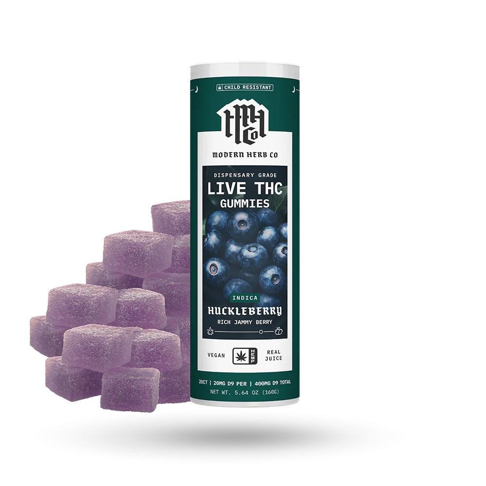 20mg Live THC Gummies 20ct Huckleberry Indica