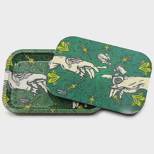 Metal rolling tray with lid, Color: Green