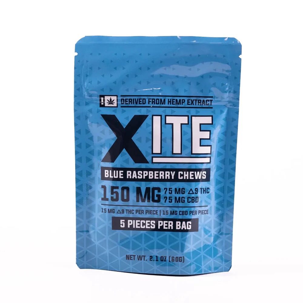 150mg Chews 5 Pieces Per Bar 15mg D9 per piece, Flavor: Blue Raspberry