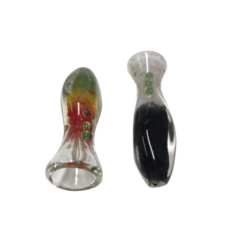 3" Wide Frit Chillum Glass Hand Pipe