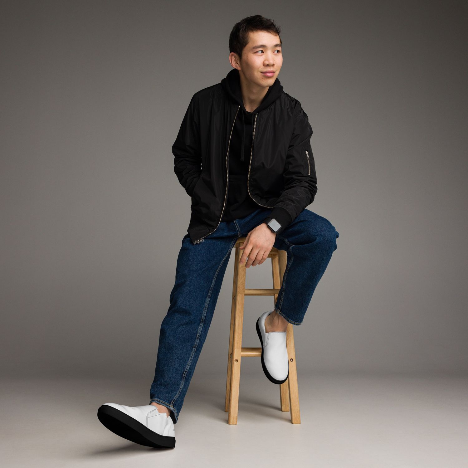 Men’s Black And White Slip-On Shoes
