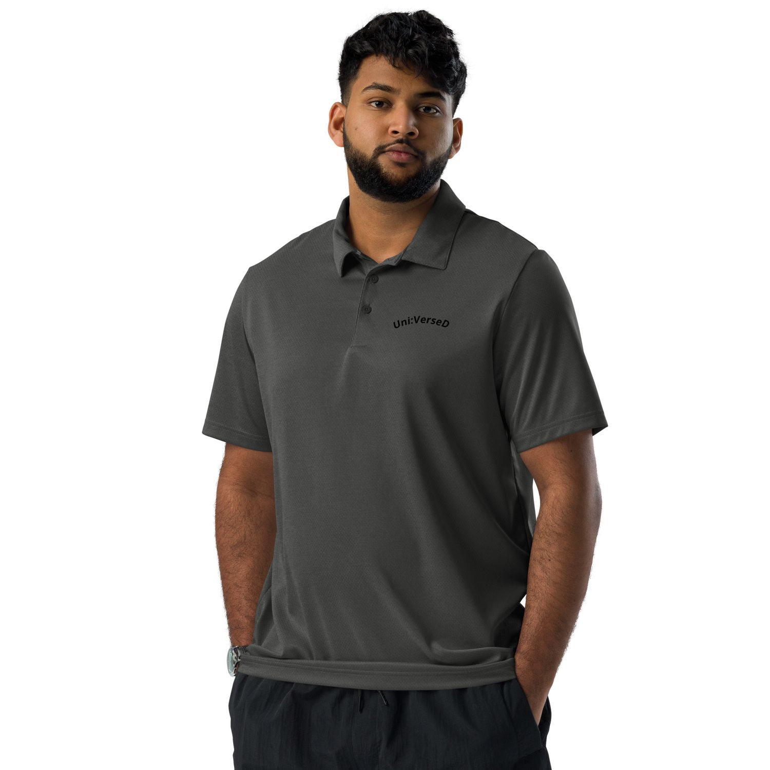 Uni:VerseD adidas space-dyed polo