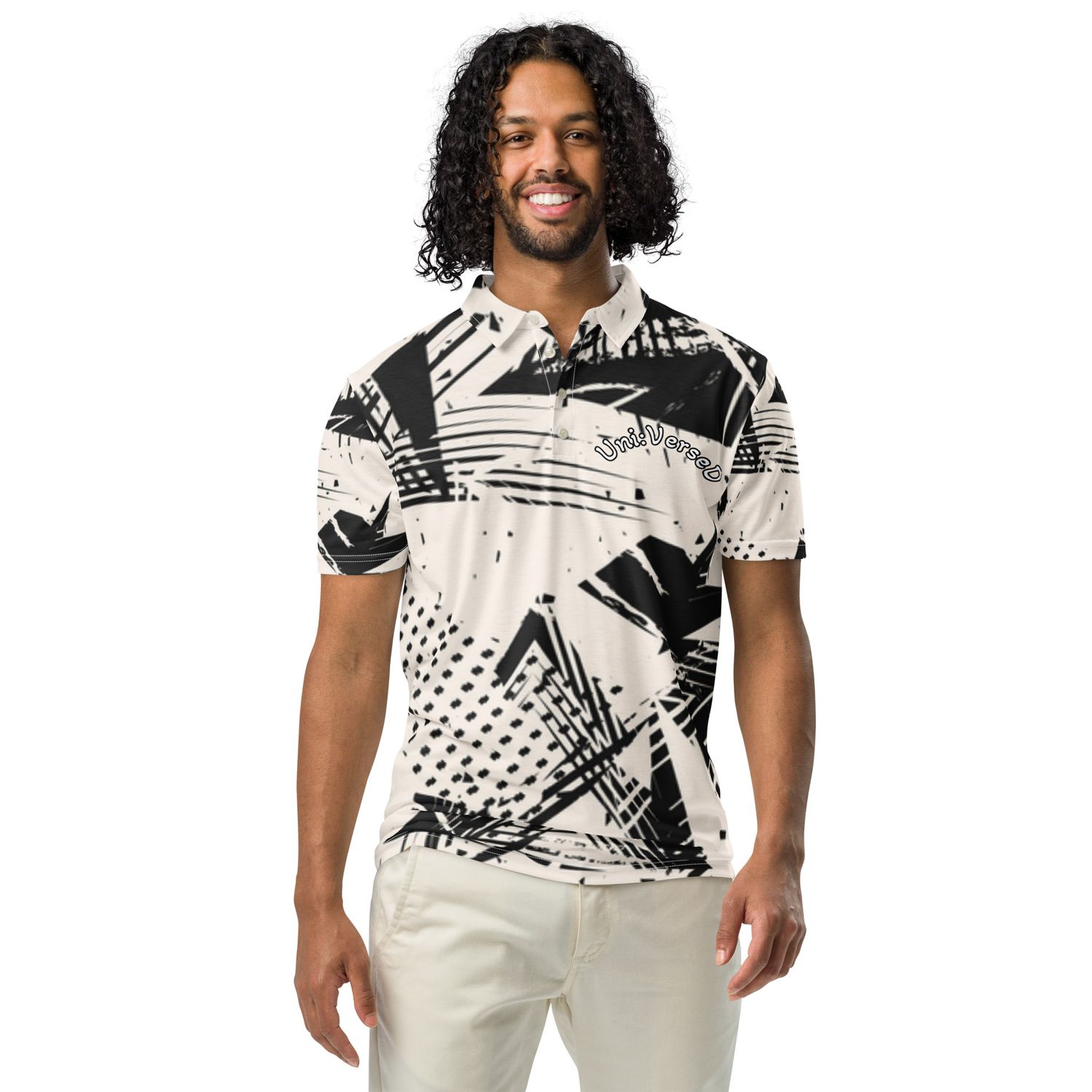 Univ:VerseD Black And White Slim Fit Polo