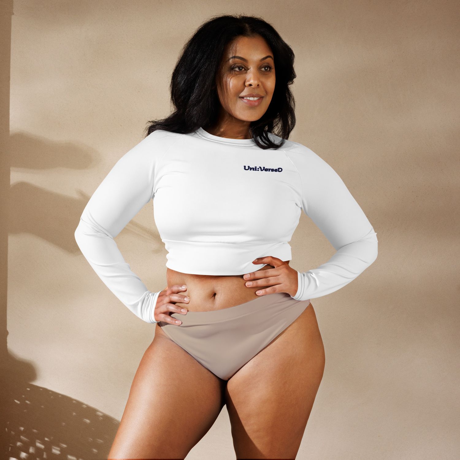 Uni:VerseD Recycled White Long-Sleeve Crop Top