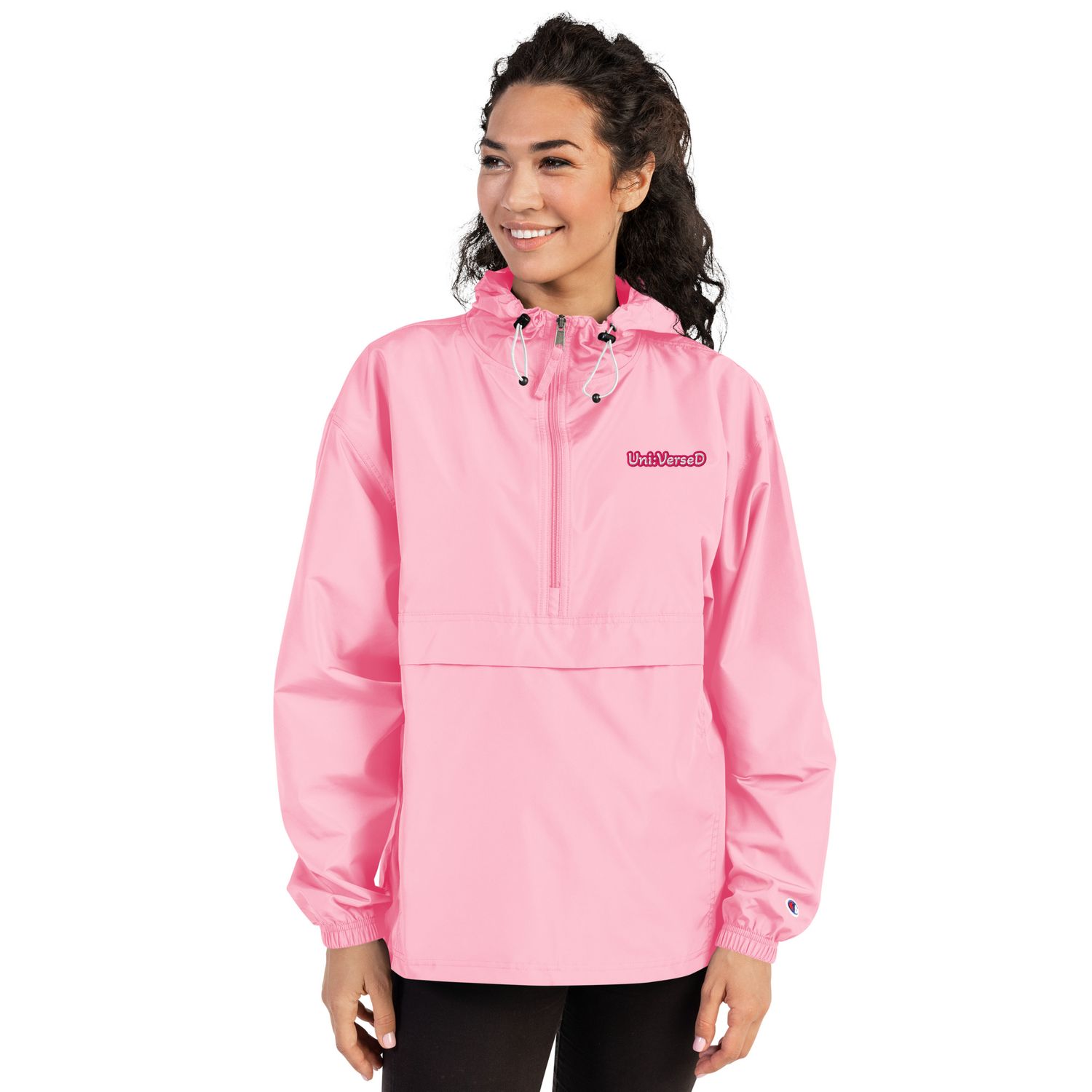 Pink Embroidered Champion Packable Jacket Pink Embroidered Champion Packable Jacket