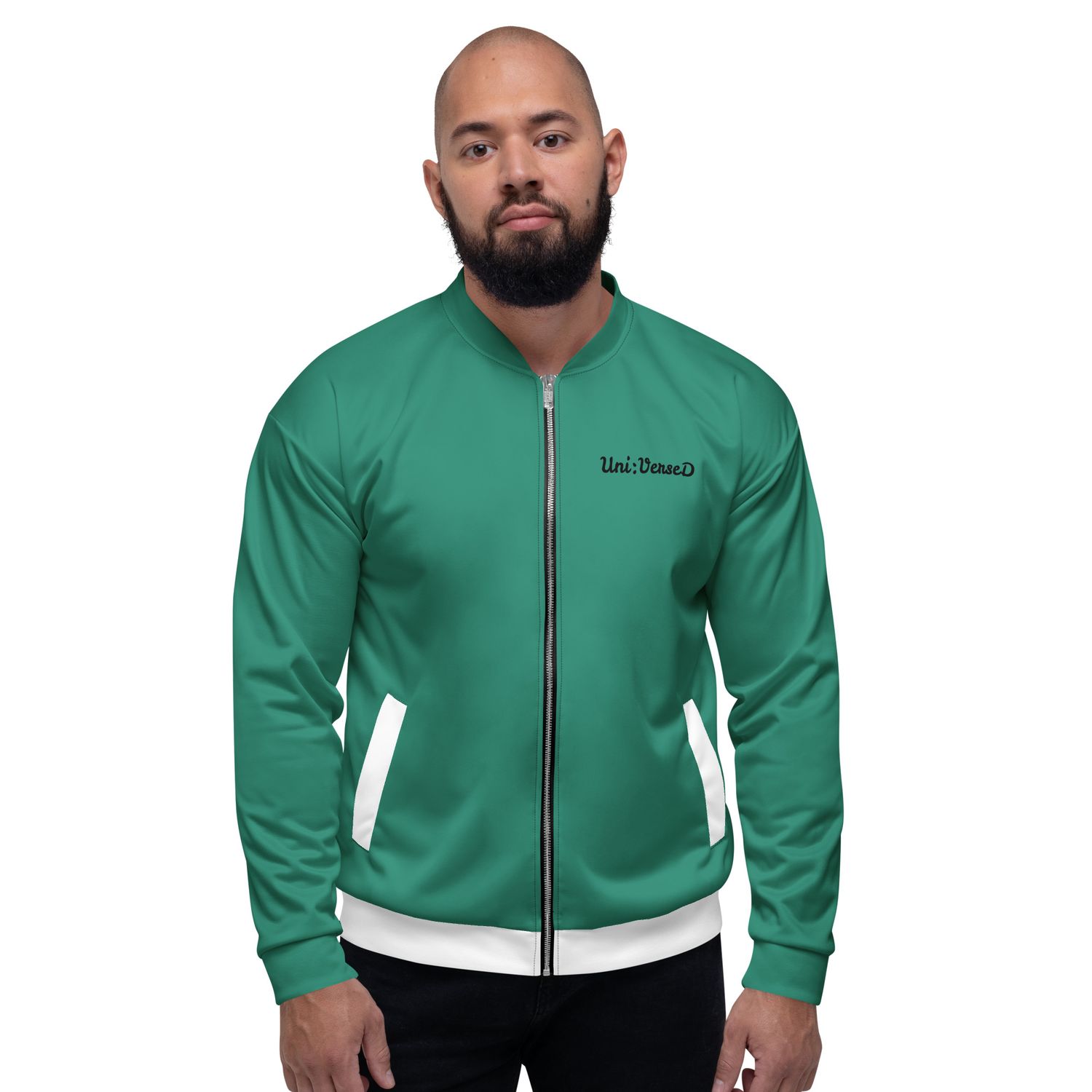 Unisex Green/White Bomber Jacket Unisex Green/White Bomber Jacket