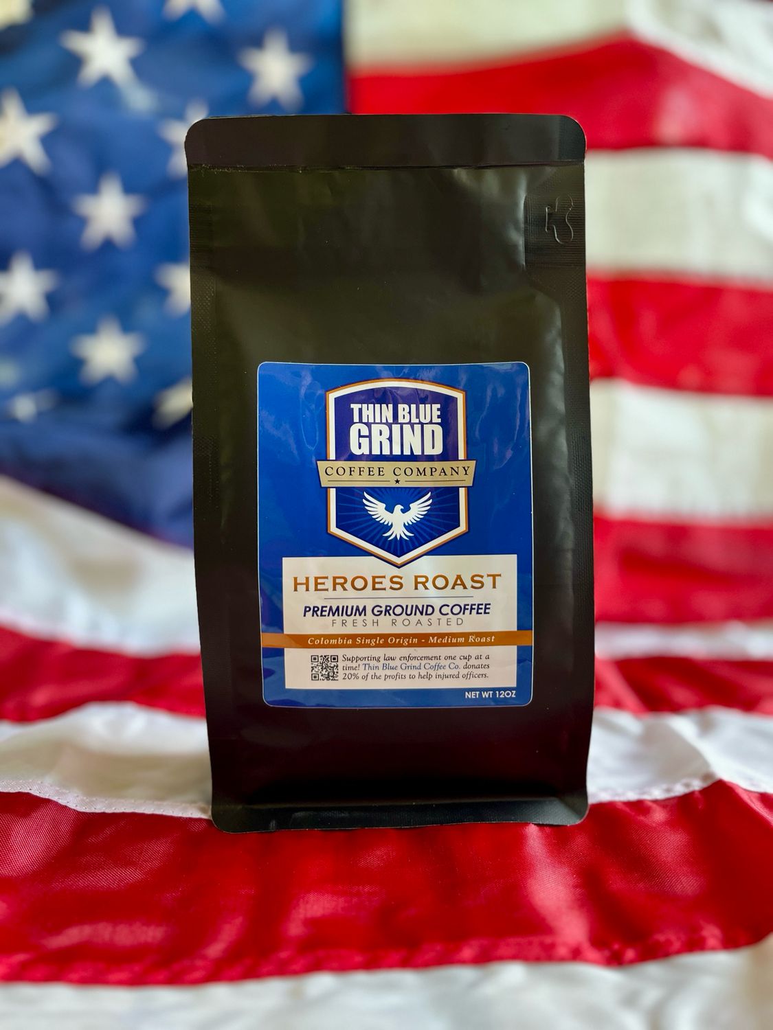 Thin Blue Grind Coffee - Heroes Roast, 12oz Ground Coffee