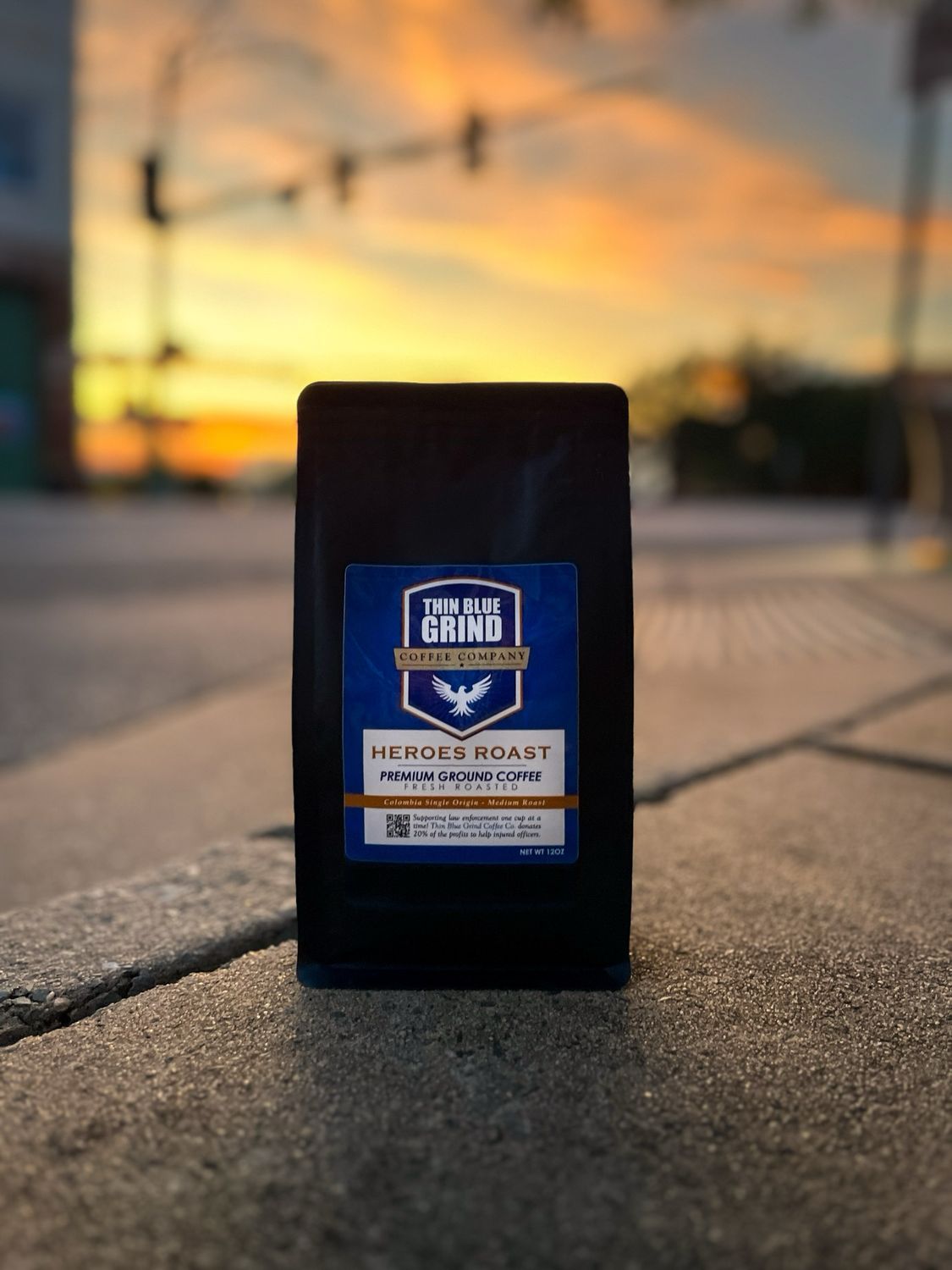 Thin Blue Grind Coffee - Heroes Roast, 12oz Ground Coffee