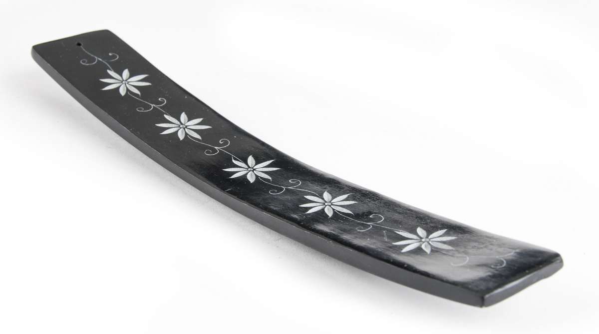Blumengirlande graviert - Specksteinhalter 25,5 cm