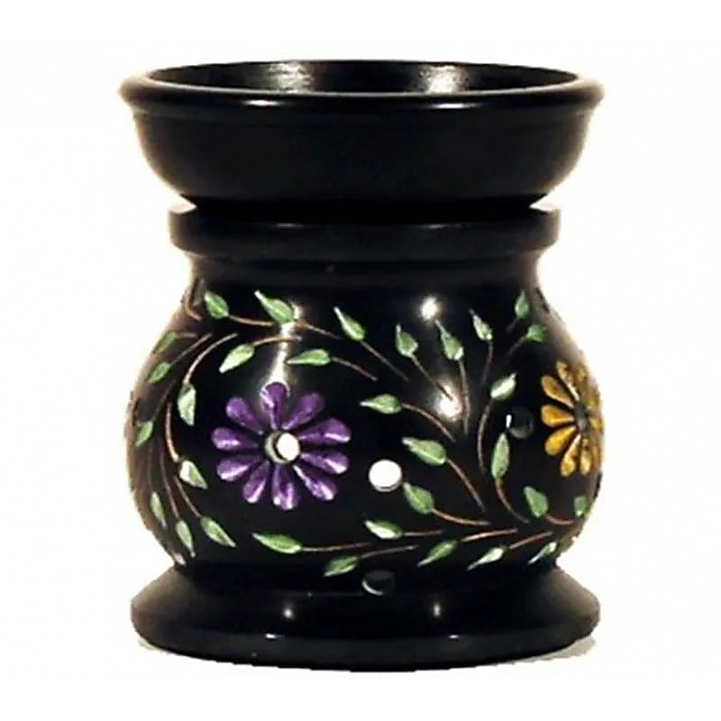 Duftlampe Flowers schwarzer Speckstein