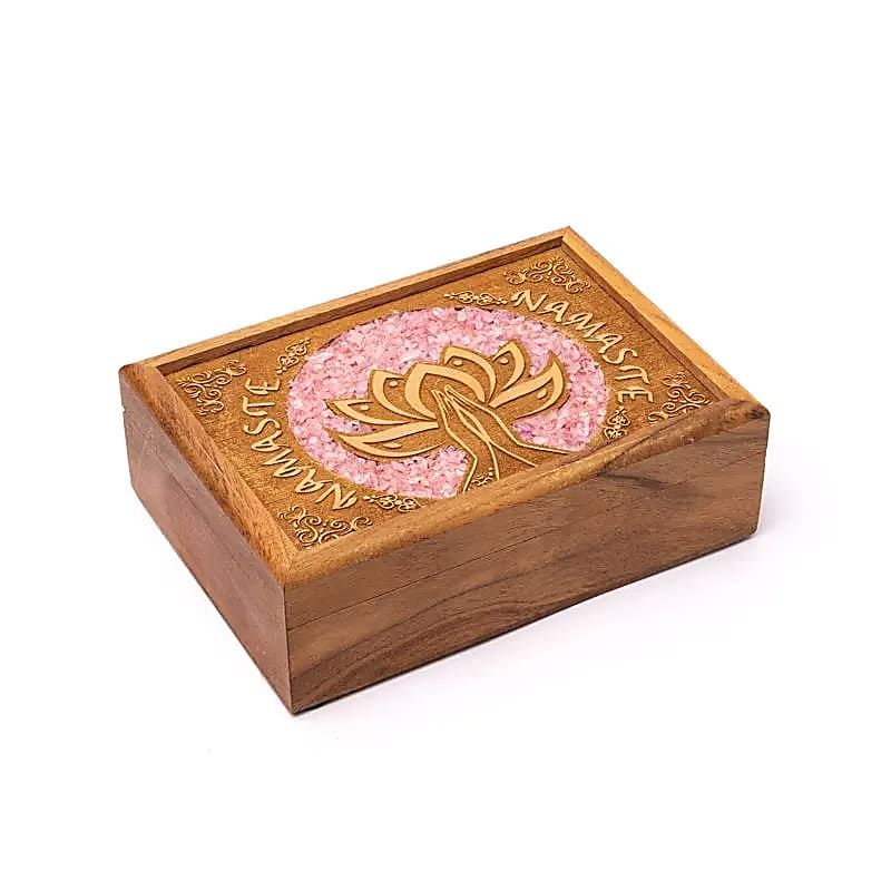 Tarot- und Schmuckkistchen Lotus Namaste Rosenquarz