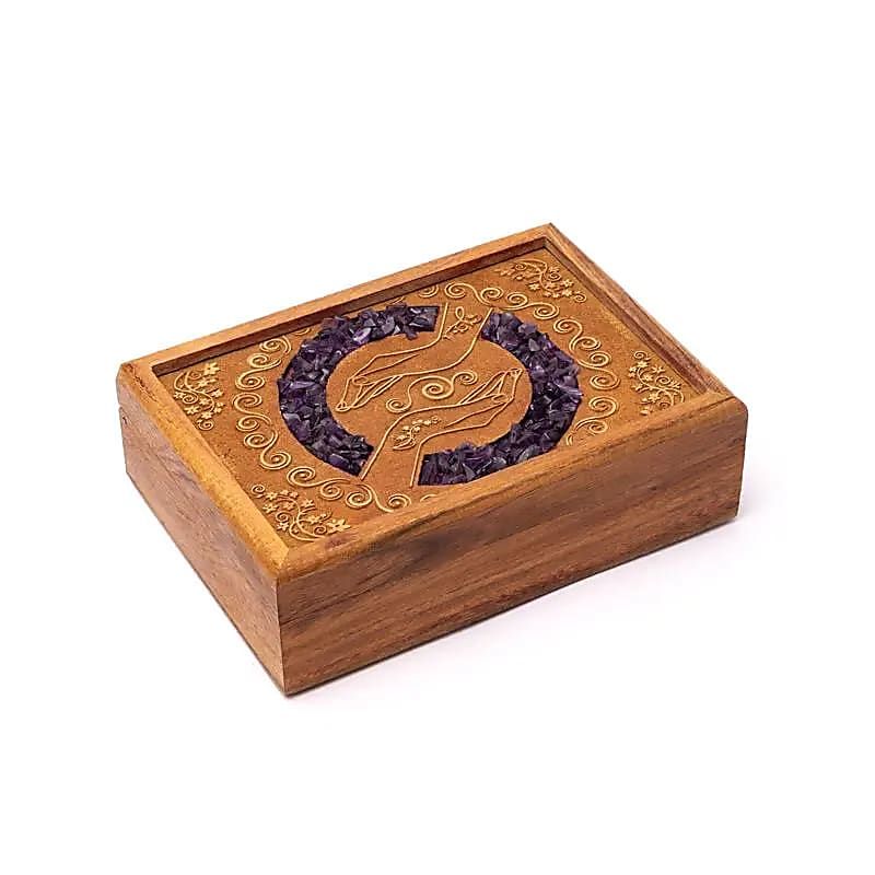Tarot- und Schmuckkistchen Heilende Hände Amethyst Tarot- und Schmuckkistchen Heilende Hände Amethyst