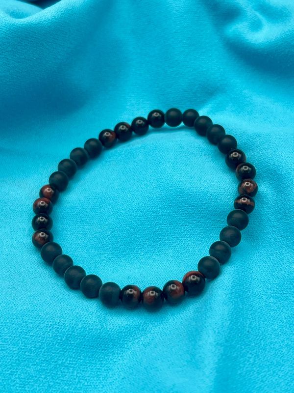 Onyx & Rotes Tigerauge Armband – Stärke, Klarheit und vitale Energie