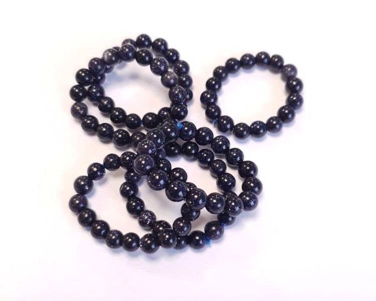 Steinring Blaufluss – Kugel 4 mm, auf Gummizug