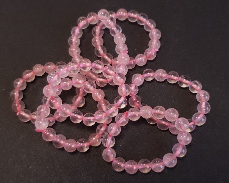 Steinring Rosenquarz – Kugel 4 mm, auf Gummizug