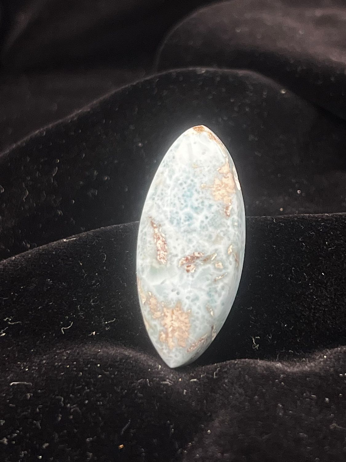 Larimar Navette gebohrt (ca. 4 cm)
