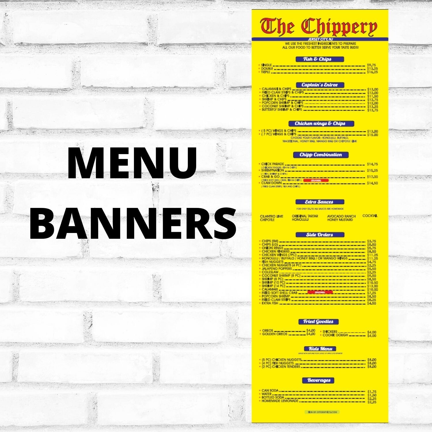 Menu Banners - 20 x 60 inches