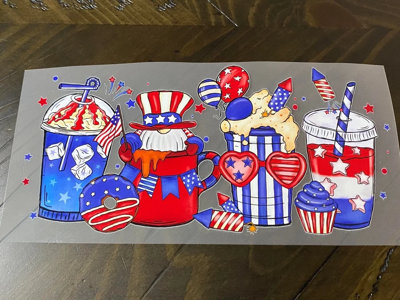 4th of July Gnome Cups - DTF Transfer - 9&quot; x 4&quot;