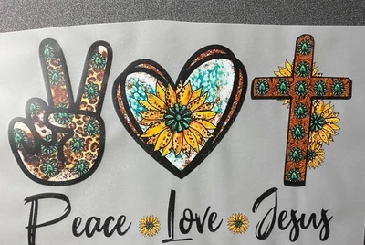 Peace Love Jesus - DTF Transfer - 11&quot; x 6.9&quot;