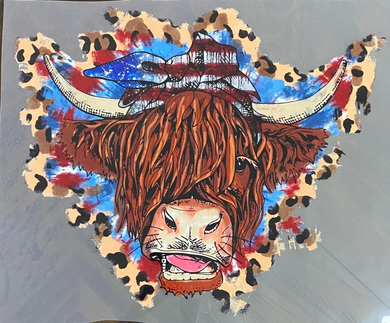 Patriotic Highland Cow - DTF Transfer - Choose a Size