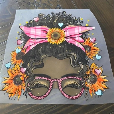 Mother&#39;s Day Messy Bun (D) - DTF Transfer - 9&quot; x 8.9&quot;