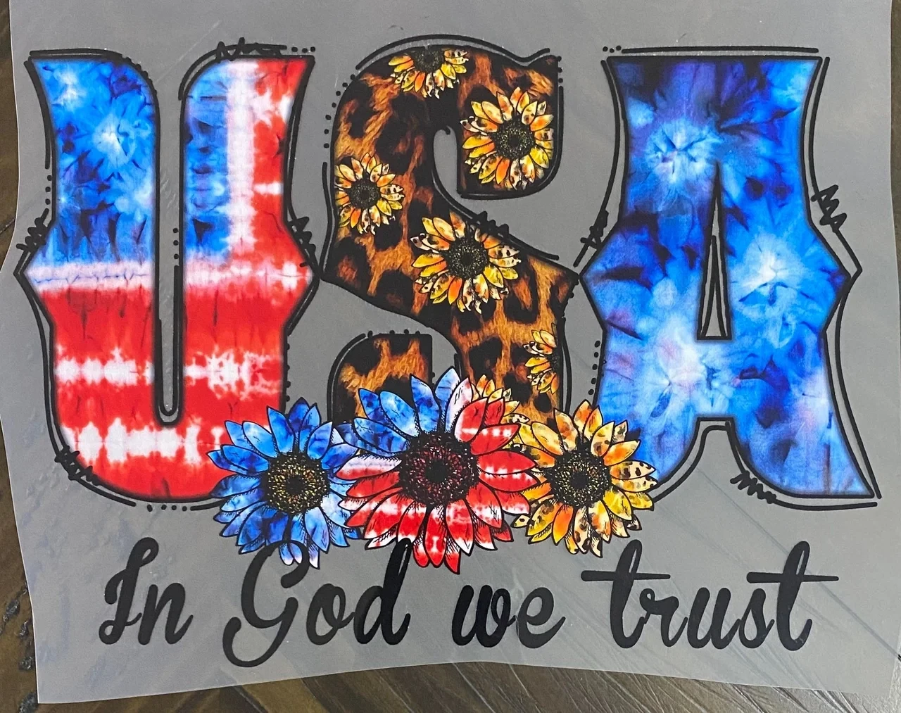 USA In God We Trust - DTF Transfer - 10&quot; x 7.2&quot;