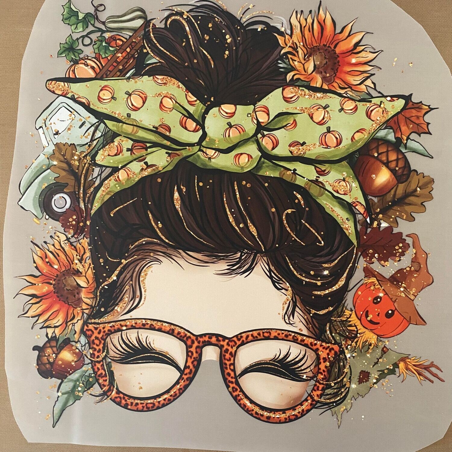 Fall Messy Bun (L) - DTF Transfer - 10&quot;