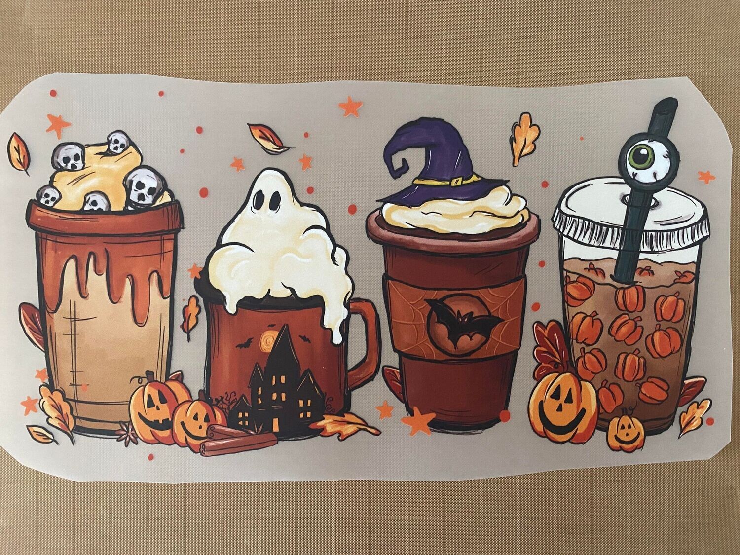 Fall Spooky Cups - DTF Transfer - 9&quot;