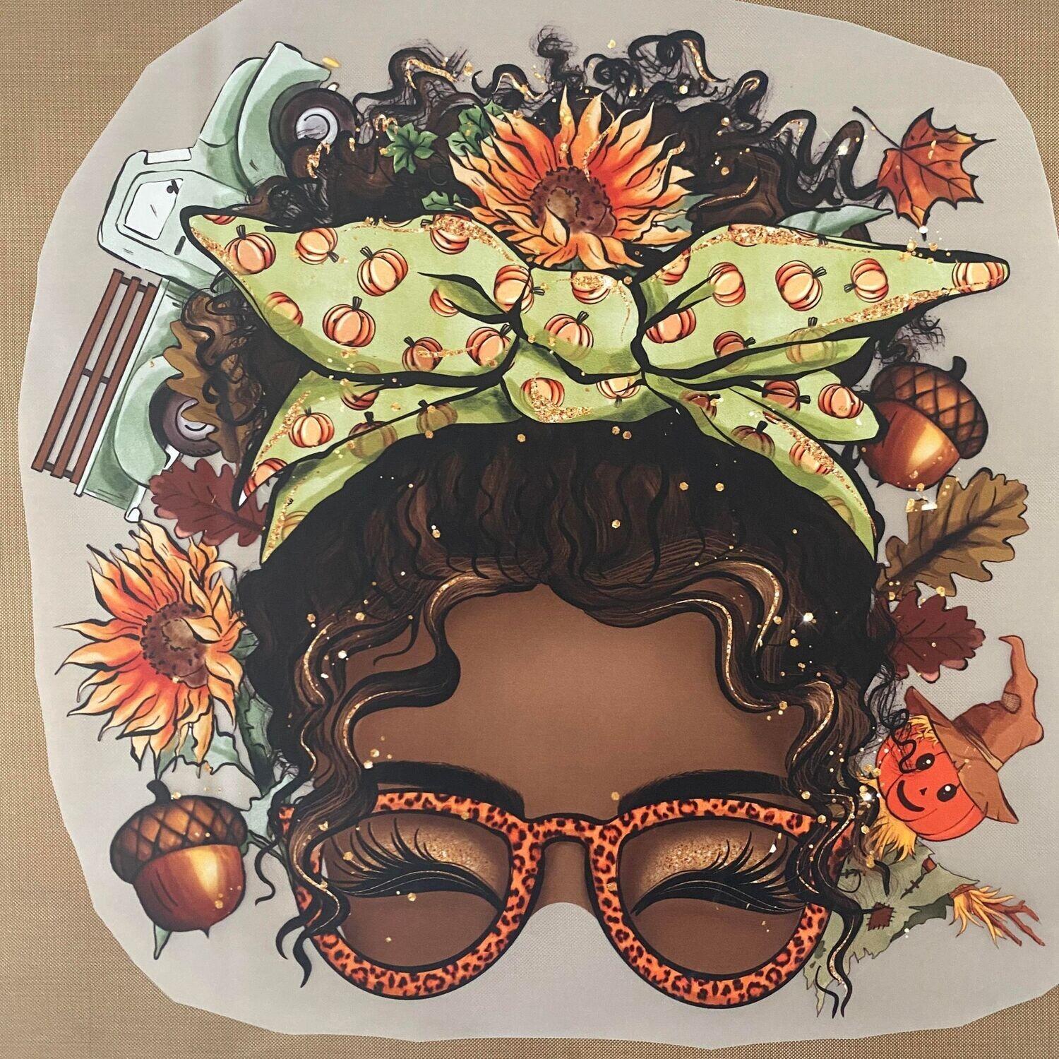 Fall Messy Bun (D) - DTF Transfer - 10&quot;