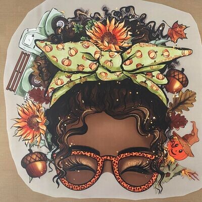 Fall Messy Bun (D) - DTF Transfer - 10&quot;