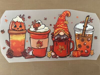 Fall Gnome Cups - DTF Transfer - 9&quot;