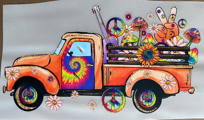 Hippie Pickup Truck - DTF Transfer - 10”