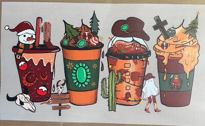 Western Christmas Cups - DTF Transfer - 10”