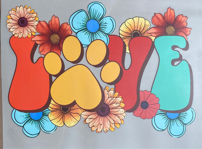 Love Paw Print - DTF Transfer - 10”