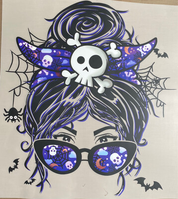 Spooky Babe Messy Bun - DTF Transfer - 10”