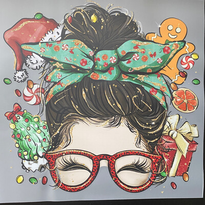 Christmas Messy Bun - DTF Transfer - 10”
