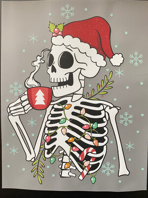 Festive Skeleton - DTF Transfer - 10”