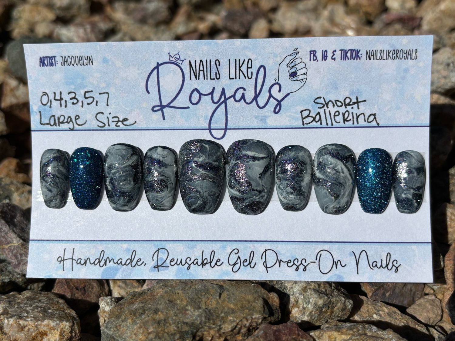Short Ballerina | Large (0,4,3,5,7) - Pre-Sized Gel Press On Set