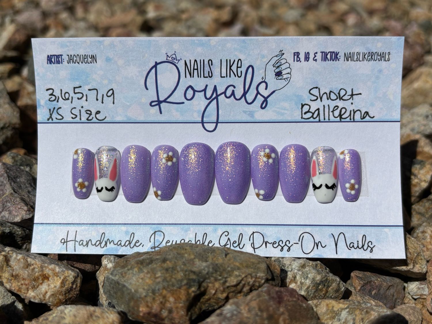 Short Ballerina | Extra Small (3,6,5,7,9) - Pre-Sized Gel Press On Set