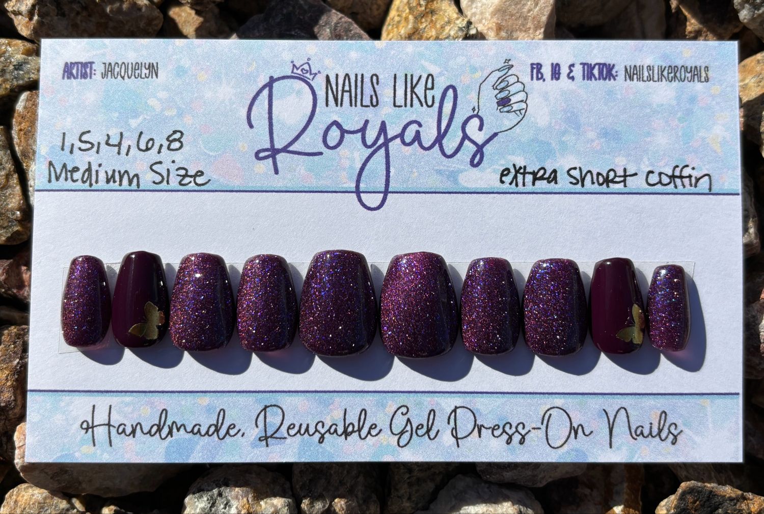 Extra Short Coffin | Medium (1,5,4,6,8) - Pre-Sized Gel Press On Set