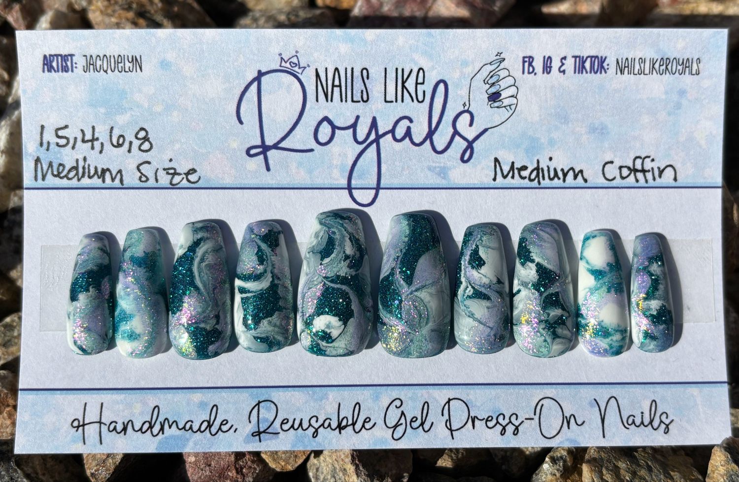 Medium Coffin | Medium (1,5,4,6,8) - Pre-Sized Gel Press On Set