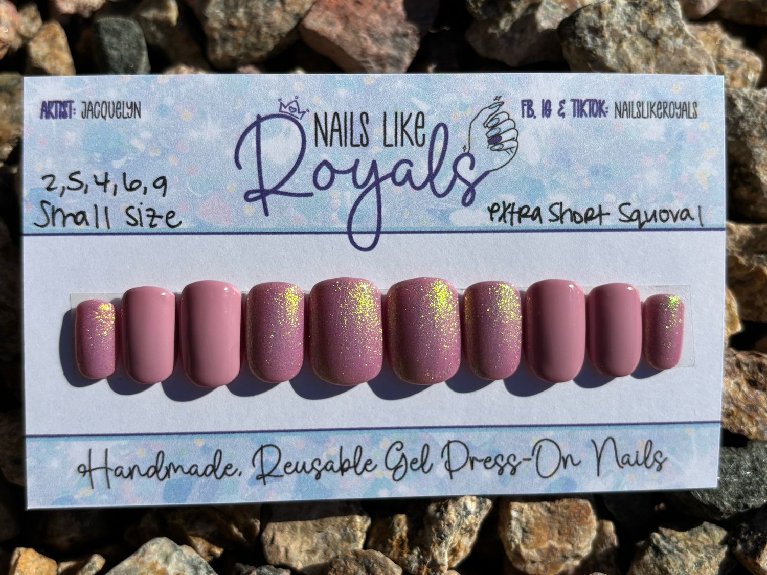 Extra Short Squoval | Small (2,5,4,6,9) - Pre-Sized Gel Press On Set