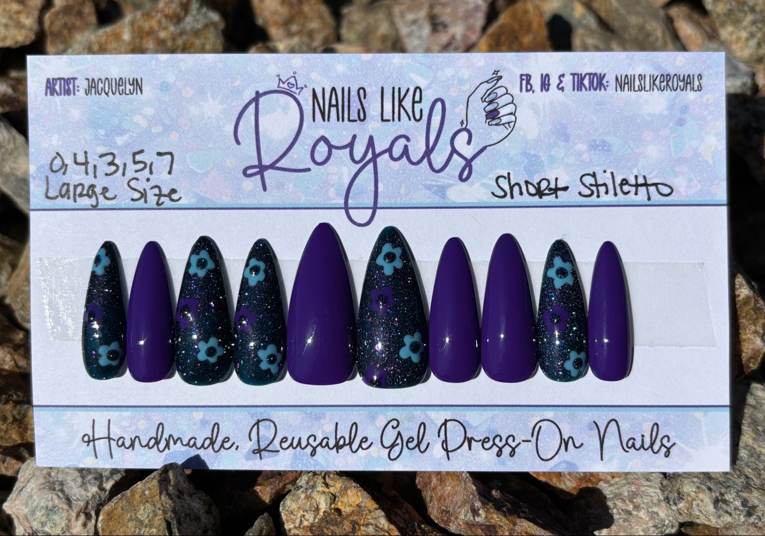 Short Stiletto | Large (0,4,3,5,7) - Pre-Sized Gel Press On Set