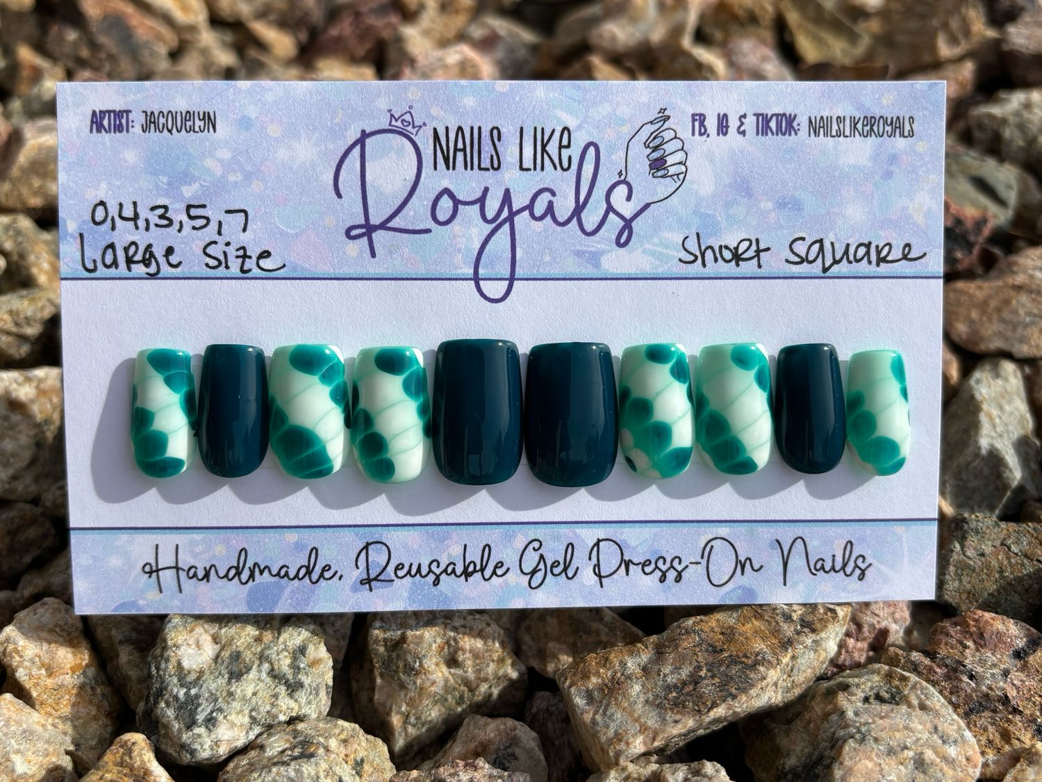 Short Square | Large (0,4,3,5,7) - Pre-Sized Gel Press On Set