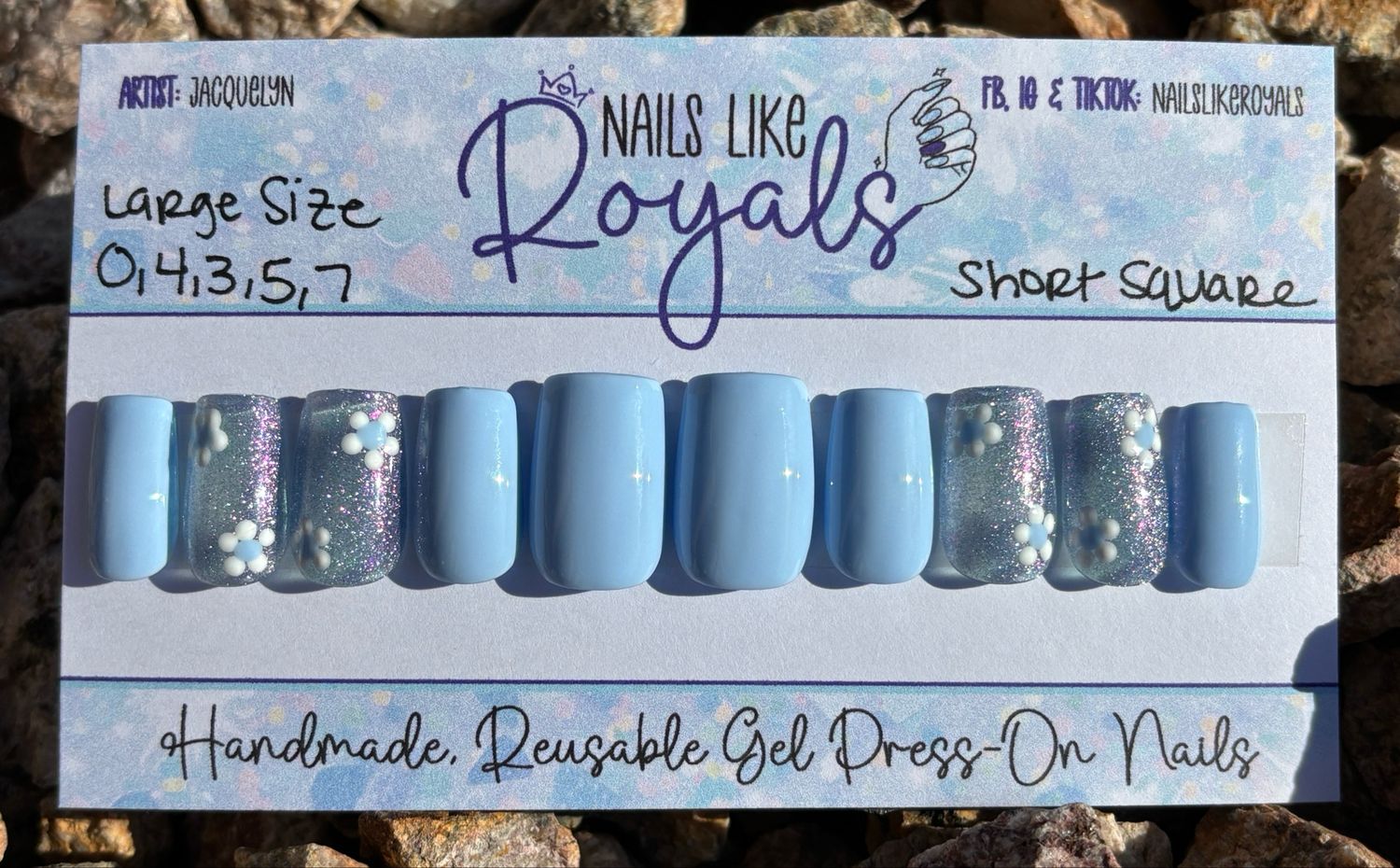 Short Square | Large (0,4,3,5,7) - Pre-Sized Gel Press On Set