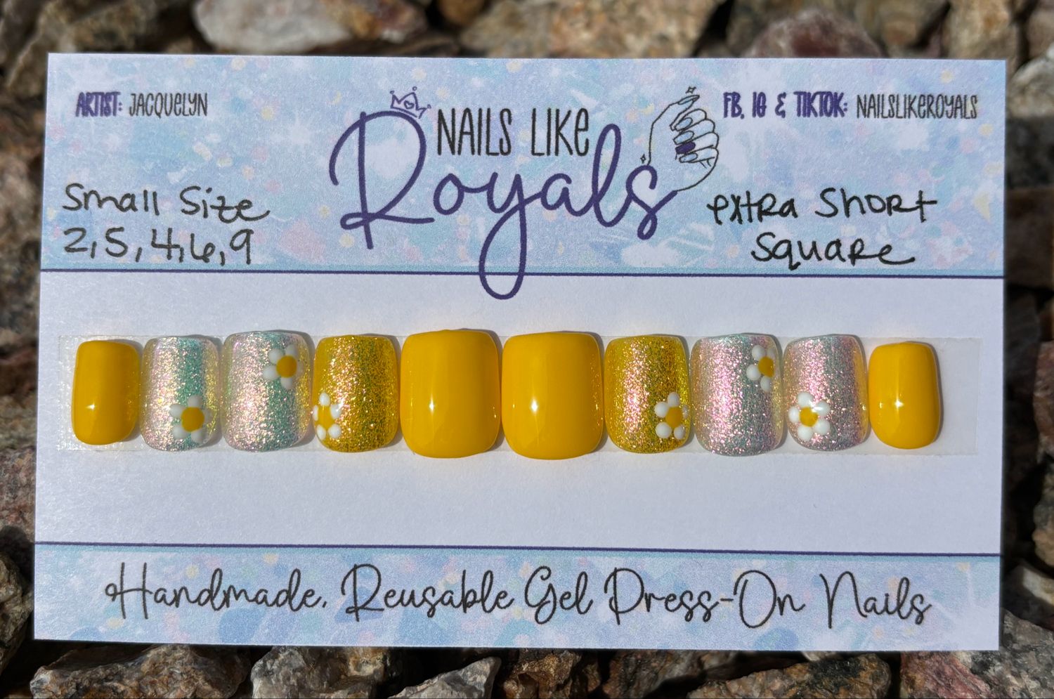 Extra Short Square | Small (2,5,4,6,9) - Pre-Sized Gel Press On Set
