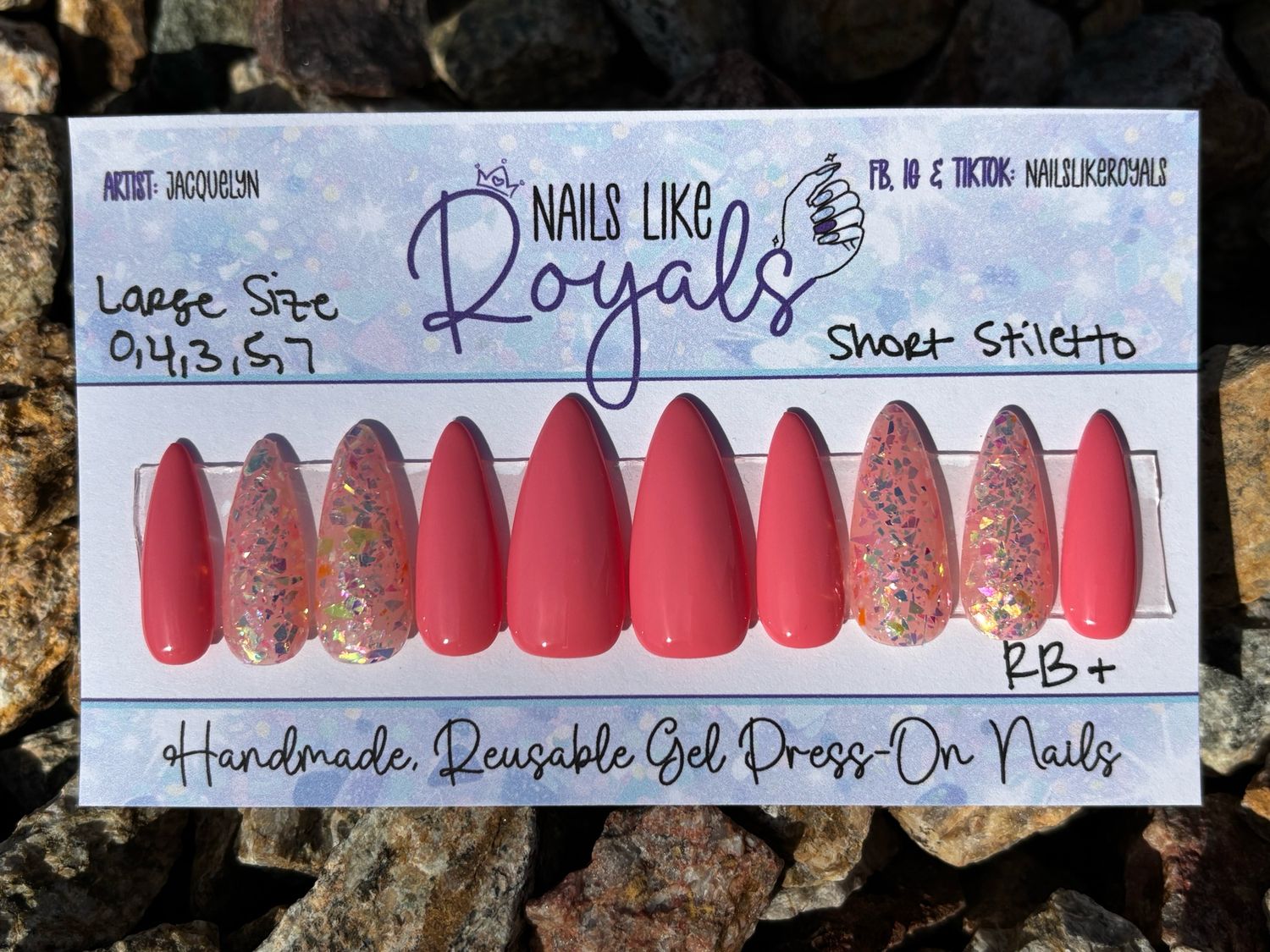 Short Stiletto | Large (0,4,3,5,7) - Pre-Sized Gel Press On Set
